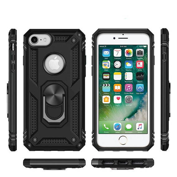 Etui pancerne do iPhone 6/6S/7/8/SE 2020/SE 2022, Nox Case Ring, czarne
