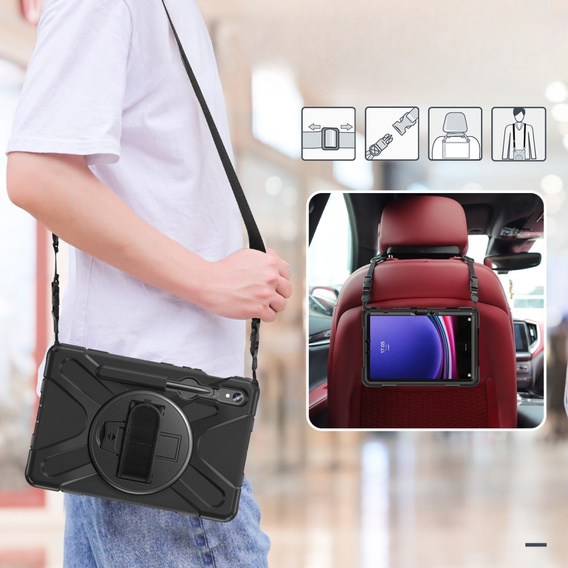Etui pancerne do Samsung Galaxy Tab S9 / S8 / S7, ochronne 360 z miejscem na rysik, Czarne