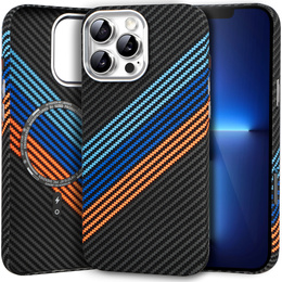 Etui do iPhone 13 Pro Max, Carbon Fiber MagSafe, granatowe