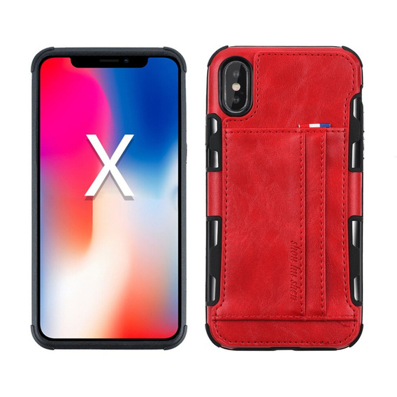 Etui Two Cards Hybrid Case iPhone XS / X 5.8 - Red