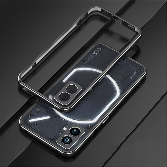 Etui do Nothing Phone 2a, Armor Bumper, z osłoną obiektywu, czarne / srebrne