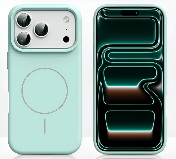 Etui silikonowe do iPhone 17 Pro, do MagSafe, antywstrząsowe, zielone