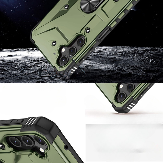 Etui pancerne do Samsung Galaxy A14 4G/5G, z ringiem, zielone