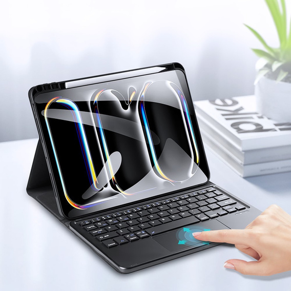 Etui z klawiaturą do iPad Pro 11" 2024 (5 gen.), Dux Ducis TouchPad Leather Pen Slot, czarne