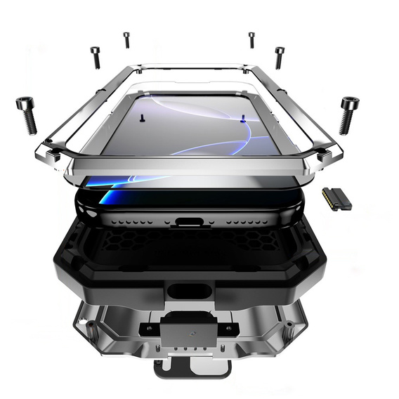 Etui pancerne  R-JUST z osłoną ekranu i podstawką do iPhone 17 Pro Max