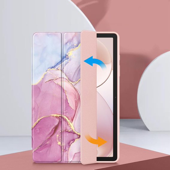 Etui Smartcase Hybrid do Samsung Galaxy Tab A9+, z miejscem na rysik – różowe Marble