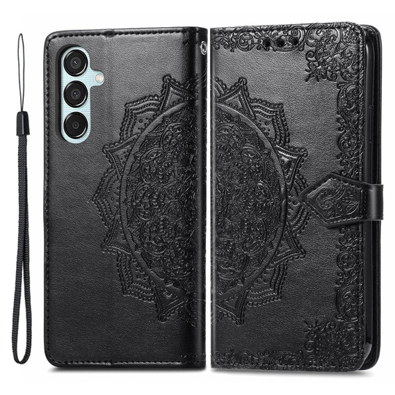 Etui z klapką do Samsung Galaxy M15 5G, Mandala, czarne