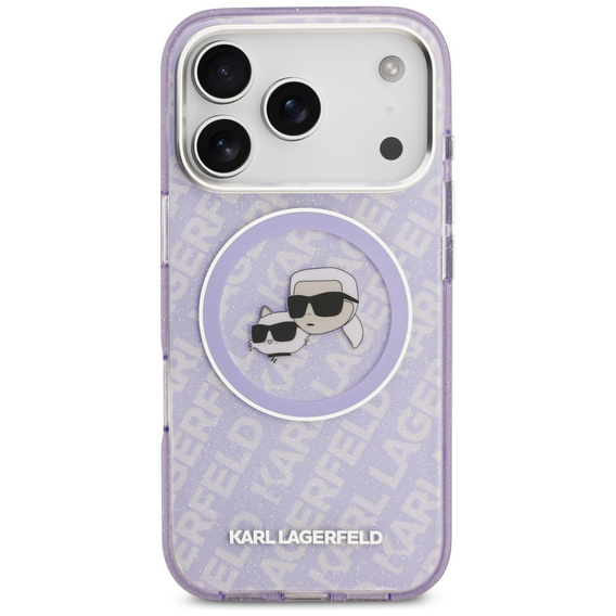 Etui Karl Lagerfeld IML Glitter Karl & Choupette Heads Logo MagSafe do iPhone 17 Pro