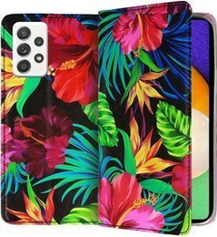 Etui Wallet do Samsung Galaxy A72 5G / A72 LTE, Flowers and Leaves