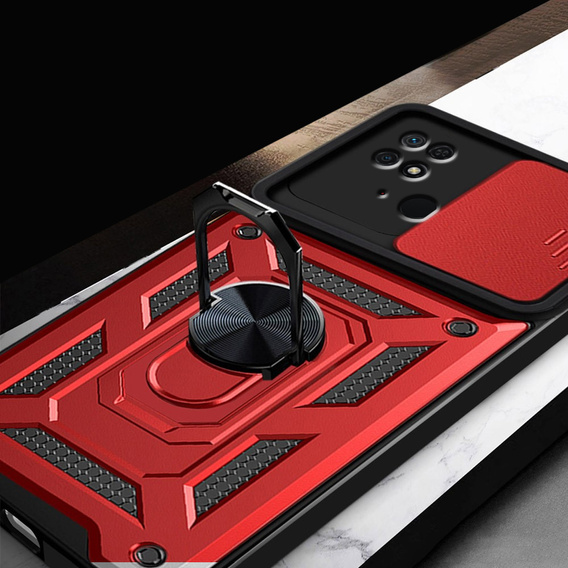 Etui pancerne do Xiaomi Redmi 10C, CamShield Slide, czerwone