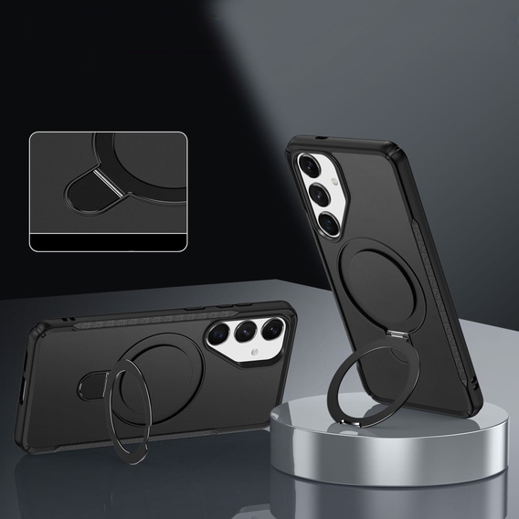 Etui do Samsung Galaxy S25/S24 magnetyczne, z podstawką – czarne