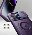 Etui pancerne do iPhone 14 Pro Max, Dexnor CamProtect MagSafe, fioletowe (Dwie ramki)