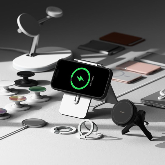Etui Ringke do iPhone 16 Pro Max, Silicone MagSafe, czarne + Szkło Hartowane 9H