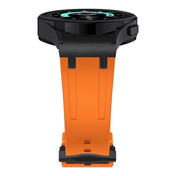 Pasek silikonowy do Samsung Galaxy Watch 4/5/6/7/FE 40/42/43/44/45/46/47mm, Pomarańczowy / czarna klamra