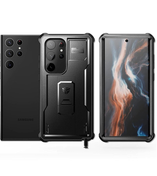 Etui pancerne do Samsung Galaxy S23 Ultra, Dexnor Full Body (Two Frames), czarne
