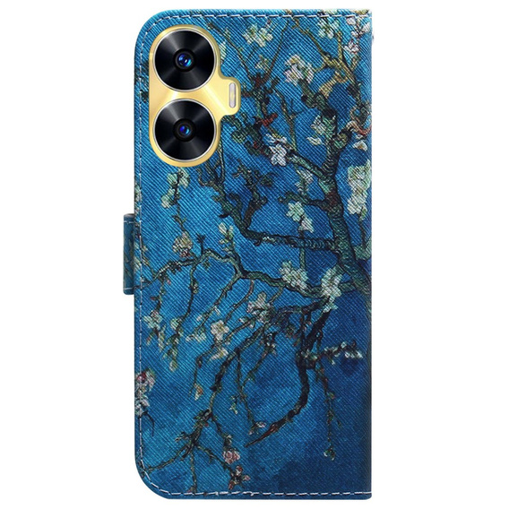 Etui z klapką do Realme C55, Wallet, Sakura niebieskie