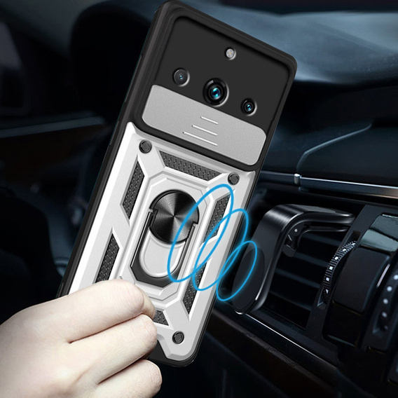 Etui pancerne do Realme 11 Pro 5G / 11 Pro+ 5G, CamShield Slide, srebrne
