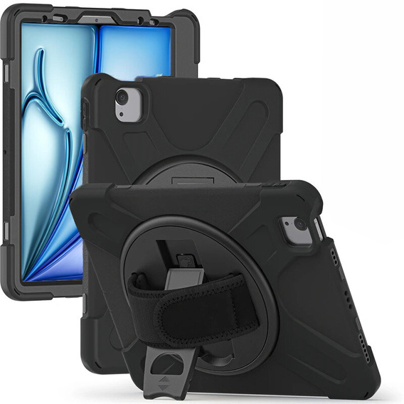 Etui do iPad Air 11" 2025/2024 (7/6 gen.), Pancerne obrotowe 360, Czarne