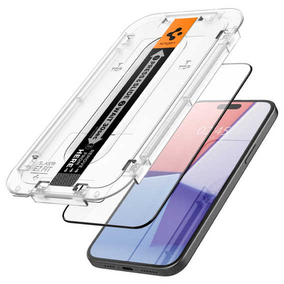 Spigen Glas..TR ”EZ FIT” FC Szkło Hartowane do iPhone 15, Czarne