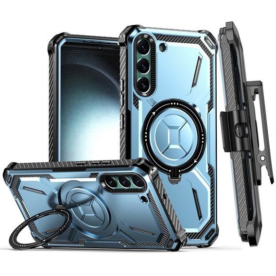 Etui do Samsung Galaxy S23 Plus, Heavy Duty Ring Belt Clip, niebieskie