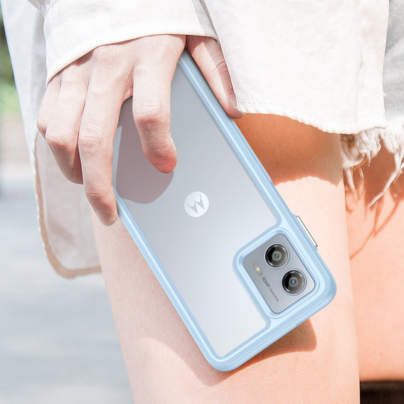Etui do Motorola Moto G53 5G, Fusion Hybrid, przezroczyste / niebieskie