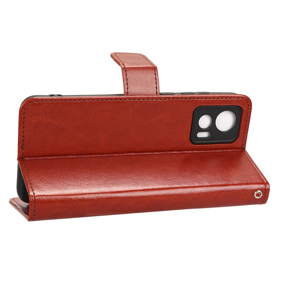 Etui z klapką do Motorola Edge 30 Neo 5G, Crazy Horse Wallet, brązowe