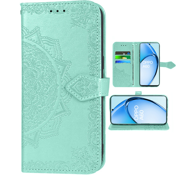 Etui z klapką do Oppo A60, Mandala, zielone