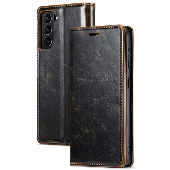 Etui z klapką do Samsung Galaxy S23, ERBORD Waxy Wallet, brązowe