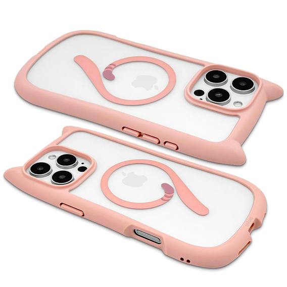 Etui do iPhone 16 Pro, do MagSafe, Cute Cat, różowe + Szkło na ekran