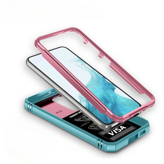 Etui pancerne do Samsung Galaxy S23 Plus, CamShield Slide, różowe / zielone