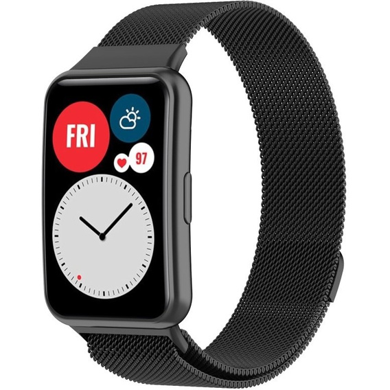 Pasek Bransoleta Milanese do Huawei Watch Fit, Czarny