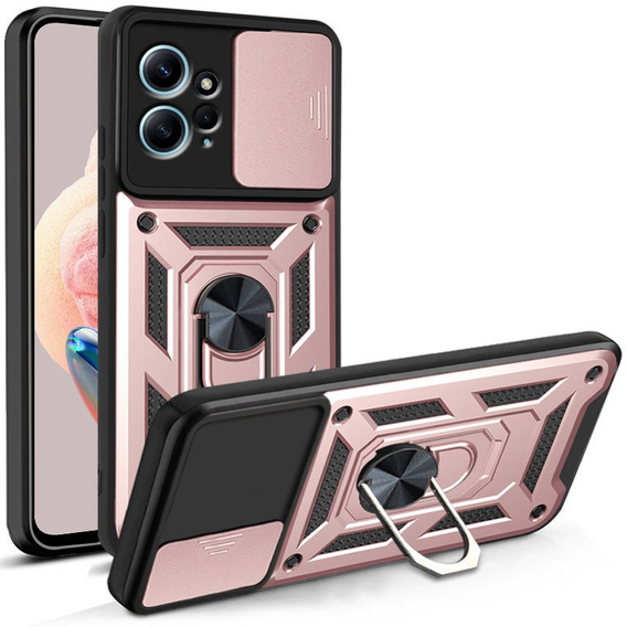 Etui pancerne do Xiaomi Redmi Note 12 4G, CamShield Slide, różowe rose gold