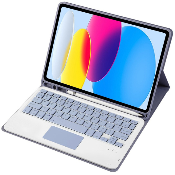 Etui z klawiaturą do iPad 11" 2025 A16 (11 gen.) / iPad 10.9" 2022 (10 gen.), TouchPad Pen Slot, fioletowe