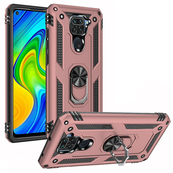 Etui pancerne do Xiaomi Redmi Note 9, Nox Case Ring, różowe rose gold