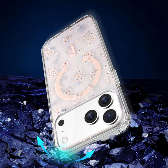 Etui magnetyczne z kwiatowym, laserowym wzorem do iPhone 17 Pro Max