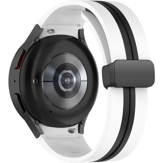 Pasek Silikonowy do Samsung Galaxy Watch 4/5/6 40/42/43/44/45/46/47mm, Biały / Czarny