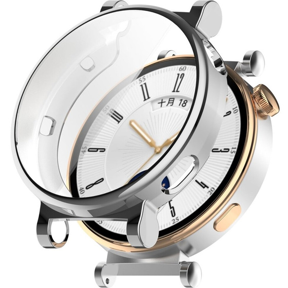 2w1 Etui z Osłoną na ekran do Huawei Watch GT 4 41mm, Srebrne