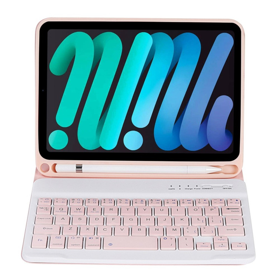 Etui z klawiaturą bluetooth do iPad mini 8.3" 2021 (6 gen.) / iPad mini 8.3" 2024 (7 gen.), Różowe