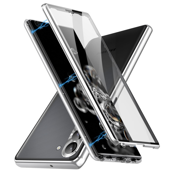 Etui do Samsung Galaxy S23, Magnetic Dual Glass, srebrne