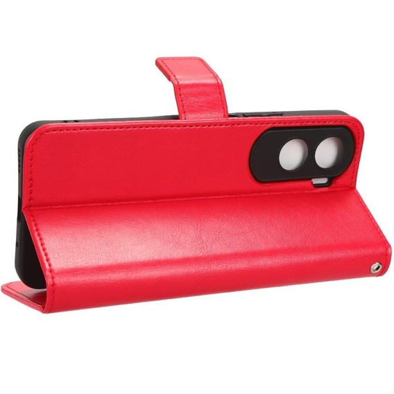 Etui z klapką do Honor 90 Lite 5G, Crazy Horse Wallet, czerwone