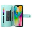 Etui z klapką do iPhone 16 Pro Max, Wallet Zipper Pocket, zielone