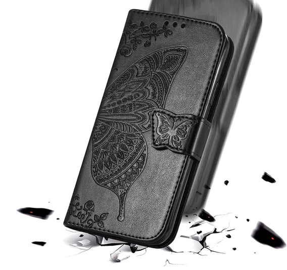 Etui z klapką do Realme 12 Pro 5G / 12 Pro+ 5G, Butterfly, czarne