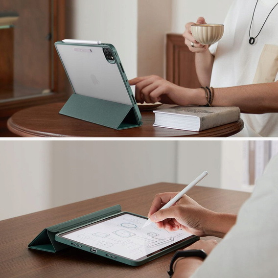 Etui do iPad Air 13" 2025/2024 (7/6 gen.) / Pro 13" 2024 (7 gen.) / Pro 12.9" 2022/2021/2020 (6/5/4 gen.), ESR Ascend, zielone