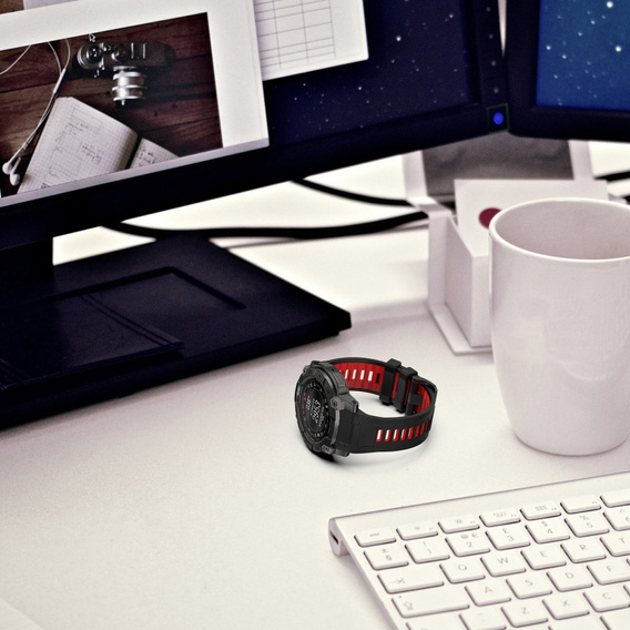Pasek silikonowy do Garmin Instinct 3 Solar / Instinct 3 AMOLED 50 mm, sportowy – czarno-czerwony