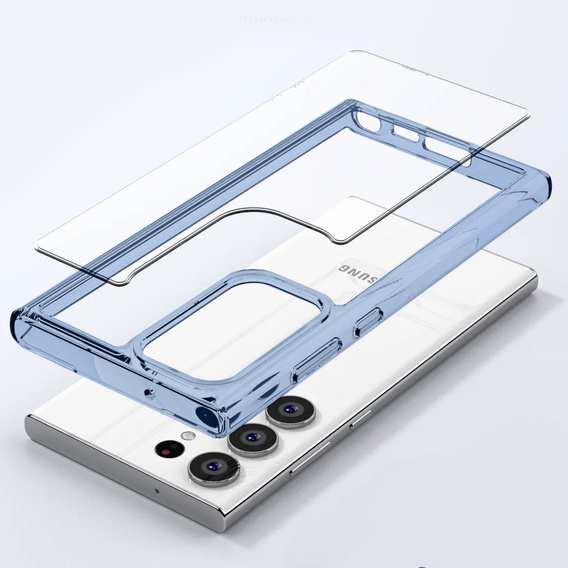 Etui do Samsung Galaxy S23 Ultra, Fusion case przezroczyste z niebieską ramką