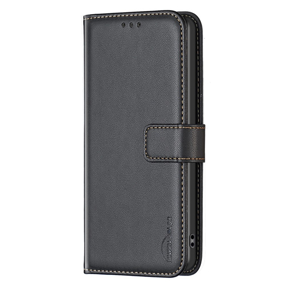 Etui z klapką do Samsung Galaxy S23 FE, BINFEN Wallet, czarne + szkło 9H