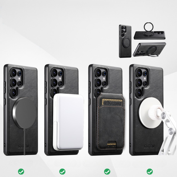 Etui Suteni G3 do Samsung Galaxy S25 Ultra z podstawką i MagSafe – czarne