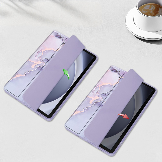 Etui Smartcase Hybrid do Samsung Galaxy Tab A9, z miejscem na rysik – fioletowe Marble