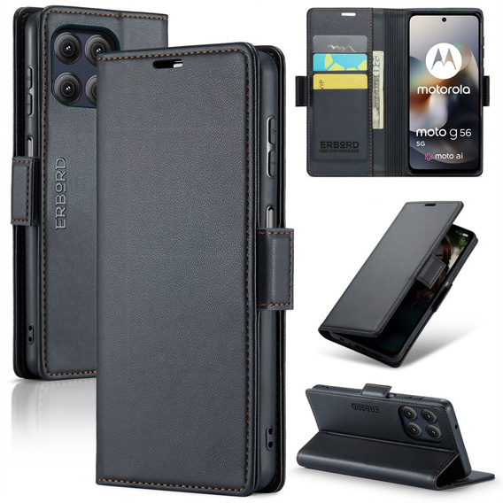 Etui ERBORD Glossy Litchi portfel z klapką do Motorola Moto G56 5G