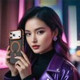 Etui Matt Case do iPhone 17 Pro Max, pancerne, do MagSafe, przydymione z pomarańczowymi bokami